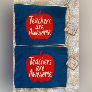 NWT 2 Teachers are Awesome Zipper Pouches